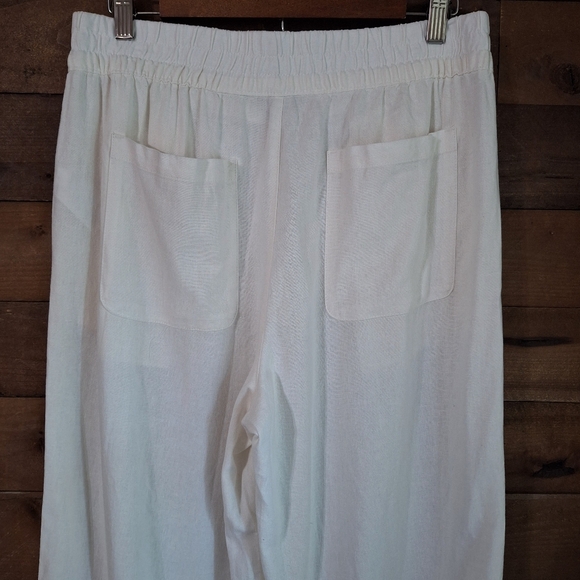 OLD NAVY Linen Blend High Rise Wide Leg Off White NWT Pants SZ MP - Picture 11 of 13